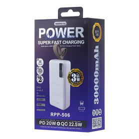 Power Bank REMAX RPP-506 30000 mAh - Charge Rapide PD QC - Blanc - Achat en Ligne