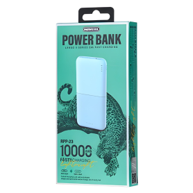 Power Bank 10000mAh Compacte REMAX RPP-23 – Mini Slim avec USB & Type-C – Bleu Puissant et Portable