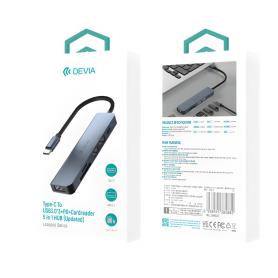 HUB Type-C 5 en 1 DEVIA USB 3.0 - Lecteur Carte & Charge Rapide PD 3.0 pour un Efficacité Maximale