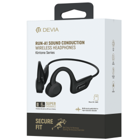 Casque Sans Fil à Conduction Sonore Devia Kintone Run-A1 EM034 Noir - Performance et Confort pour Sportifs