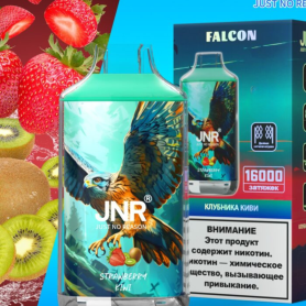 Vapoteuse Rechargeable Type-C JNR Falcon 16000 Puffs 0% Nicotine Saveur Fraise Kiwi