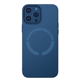 Coque de Protection en Silicone Bleu Foncé Avec Magsafe pour iPhone