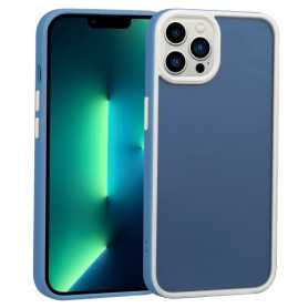 Coque de Protection Transparent avec Cadre de Couleur Contrastée pour iPhone - Bleu Foncé