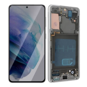 Ecran Samsung Galaxy S21 Blanc + Châssis Original Démonté | Grade A - Remplacement de Qualité