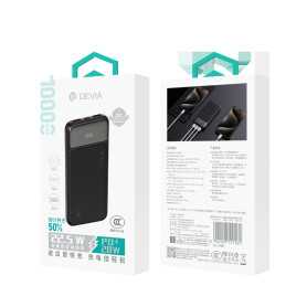 Power Bank 10000 mAh 22.5W avec Affichage Digital - Compatible USB Type C & Micro - Devia Smart EP198 Noir