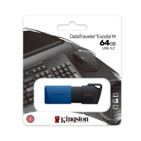 Clé USB Kingston DataTraveler Exodia M 64GB - USB-A 3.2 Noir et Bleu - Performance et Fiabilité