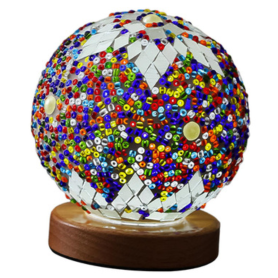 Lampe de Nuit Maroc en Mosaïque de Verre Bleu - USB 5V avec Variateur - Éclairage Ambiance Idéal