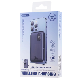Power Bank Magnétique 3 en 1 REMAX RPP-695 10000mAh 15W avec Affichage Numérique - Bleu | Charge Rapide et Efficace