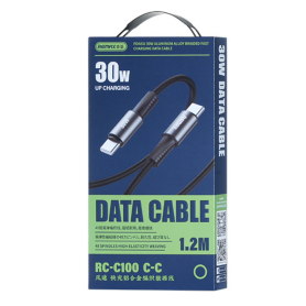 Câble USB-C en Alliage d'Aluminium REMAX Fonsu RC-C100 - Charge Rapide 30W - 1.2M Noir
