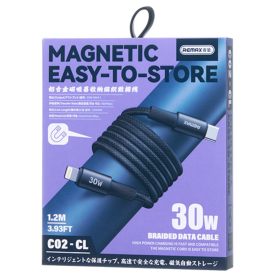 Câble Tressé Type-C / Lightning 30W avec Rangement Magnétique REMAX C02-CL 1.2M - Performance et Organisation