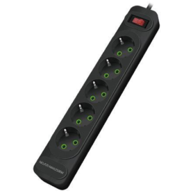 Multiprises INCOALUXE 5 Prises EU Noir - Câble de 5M pour une Alimentation Fiable et Élégante